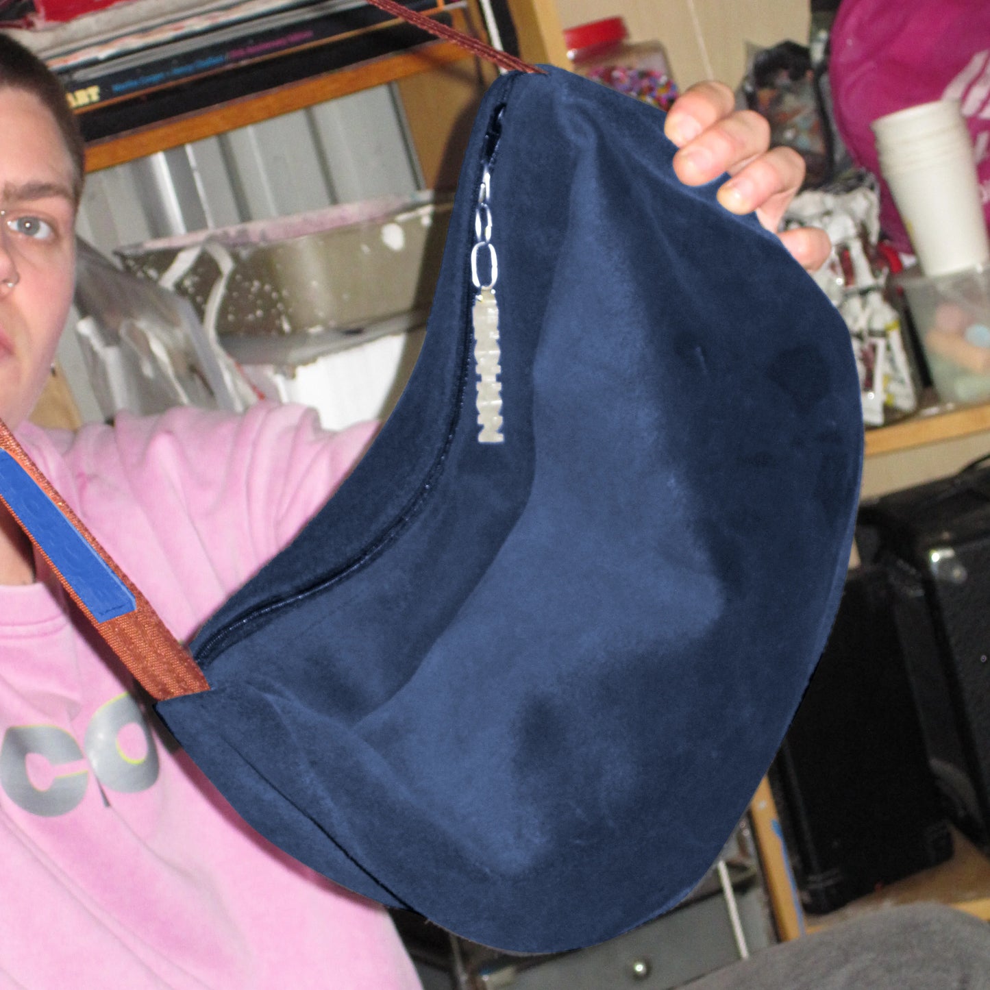 Everyday Suede Slouch Bag - Navy