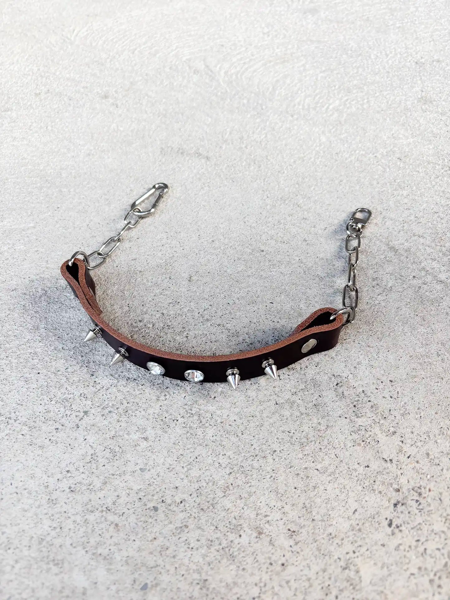 Short Spike Chain Strap - Brown