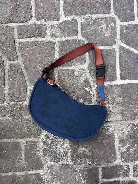 Everyday Suede Slouch Bag - Navy