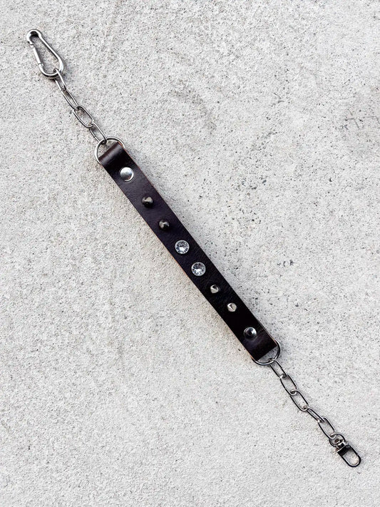 Short Spike Chain Strap - Brown